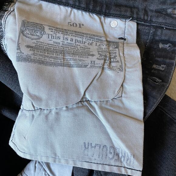 Levi's 501 XX High Rise Straight Leg Jeans Men 33x32 Black Button Fly IRREGULAR - Picture 7 of 15
